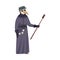Medieval Plague Doctor with Beak and Long Gown Vector Illustration
