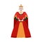 Medieval queen in red dress and golden royal crown a vector isolated illustration