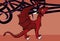 Medieval red dragon cartoon background tribal illustration 1