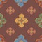 Medieval rose vector pattern seamless background. Azulejo tile style brown, orange, green, blue backdrop of hand drawn