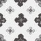 Medieval rose vector pattern seamless background. Azulejo tile style grey, black, white backdrop of hand drawn stylized