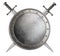 medieval round shield and crossed swords isolated 3d illustration