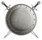 Medieval round shield with two swords coat of arms