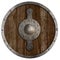 Medieval round wooden shield isolated