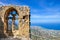 Medieval ruins of the St. Hilarion Castle offering an amazing view over the landscape of Cypriot Kyrenia region and Mediterranean