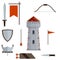 Medieval set of item. Old armor and knight weapons