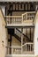 Medieval stairway and balcony. Tours. France