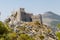 Medieval Starigrad Fortress standing above Omis town in Dalmatia