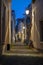 Medieval street in the traditional town Deventer in the Netherlands at sunset