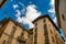 Medieval streets and buildings of Bergamo Alta on a sunny summer day, Italy