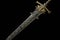 Medieval sword scabbard Fantasy golden sword long blade Neural network AI generated art