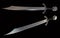 The medieval swords isolated on black background 3d illustration