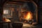 medieval tavern with roaring fire and hearty stew, the perfect place to warm up on a cold winter day