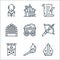 Medieval times line icons. linear set. quality vector line set such as bishop, torch, banner, crossbow, wooden, entrance,