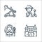 Medieval times line icons. linear set. quality vector line set such as castle, witch, bard