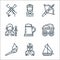 Medieval times line icons. linear set. quality vector line set such as sailing ship, armor, torch, wooden, beer mug, knight,