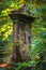 Medieval tombstone in an autumn forest