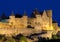 Medieval town of Carcassonne at night