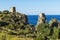Medieval turrets on the coast in Scopello in Sicily, Italy
