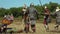 Medieval warriors fight during historical festival