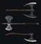 The medieval weapons isolated on black background 3d illustration