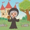 Medieval witch cartoon of fairytale design vector illustration