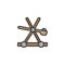 Medieval wooden catapult filled outline icon