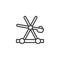 Medieval wooden catapult outline icon