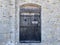 Medieval wooden heavy door.