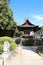 Medieval wooden pavilion in shinto temple at Achi shrine, Bikan district, Kurashiki city, Japan