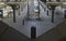 MEDINA, SAUDI ARABIA - MAY 27, 2019 :  Top view of Madinah Haramain station with a single bullet train on a track at HSR Madinah