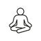 Meditate yoga, person sitting in lotus position, line icon. Relaxation, tranquility, rest, keep calm. Vector