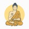 Meditating buddha cartoon illustration design