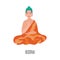 Meditating buddha indian lord character, flat vector illustration isolated.