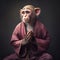 Meditating Capuchin Monkey In Pink Robe: A Photorealistic Portrait