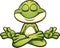 Meditating cartoon frog in lotus flower pose