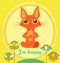 Meditating Cat Vector. Yoga Cat Vector. Cute Red Cat And Message I\'M Happy.