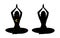 Meditating girl with space and moon inside, black silhouette, set. Mystical esoteric symbol for yoga, tantra, tarot