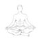Meditating man in siddhasana. Yoga meditation for body relax and spirit harmony. Vector illustration