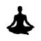 Meditating man in siddhasana. Yoga meditation silhouette for body relax and spirit harmony. Vector illustration