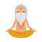 Meditating old yogi man with grey hair and beard sitting in a lotus position. Vector illustration in flat cartoon style.