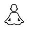 Meditating person, meditation, yoga. Minimal black and white outline icon. Flat vector illustration. Isolated on white.