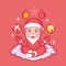Meditating Santa Claus Character vector illustration.
