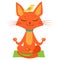 Meditating Yoga Cat Vector. Funny Cartoon Cat Practicing Yoga. Join In Yoga Session.