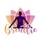Meditation and breathing spiritual awakening silhouette in pink