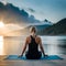 Meditation in a calm, beautiful and quiet place, in the mountains, on the beach