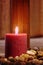 Meditation Candle Burning in Eastern Spiritual Set