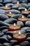 Meditation Candles Burning on Black Stone Zen Path