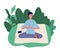 Meditation concept. Male meditating, yoga exercising. Wellbeing lifestyle, harmony energy and calm mind vector