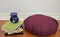 Meditation Cushion with Blue Candle